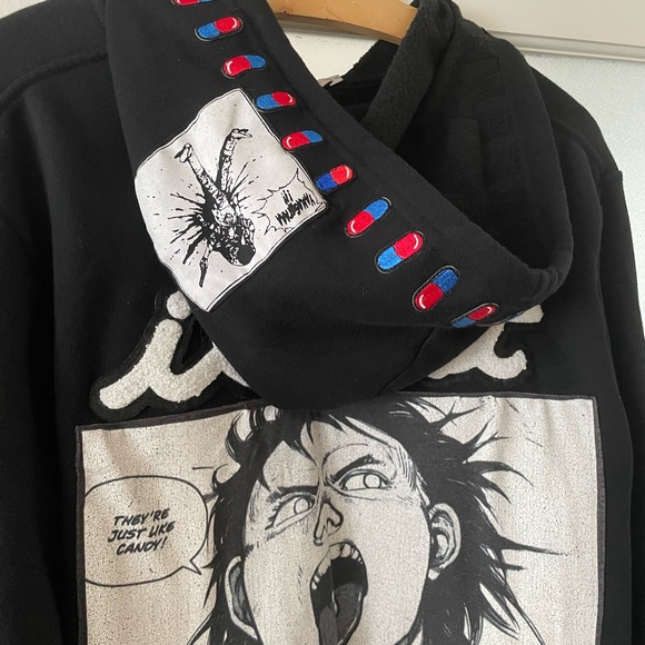 Akira zip up sweater Large. Custom patchwork - Picture 3 of 10